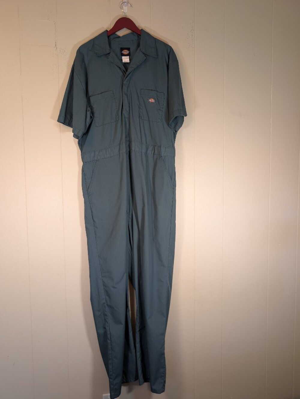 DICKIES Men's XL Short Sleeve Coveralls Teal Green Mechanic Workwear Jumpsuit